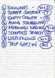 Birch Book - Salzburg (Rockhouse) (25.11.2008) Setlist © Alex Melomane