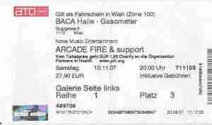 Arcade Fire - Ticket Vienna (2007) © Alex Melomane