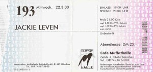 Jackie Leven - Munich (Muffathalle - Cafe)(22.03.2000) Ticket  © Alex Melomane