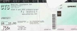 PJ Harvey - Munich (Colosseum)(09.03.2001) Ticket © Alex Melomane