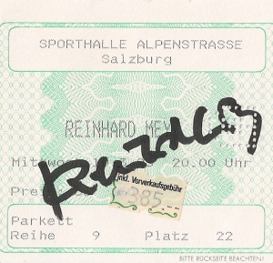 Reinhard Mey - Salzburg (Sporthalle)(10.03.1993) Ticket © Alex Melomane