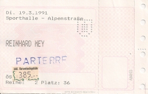 Reinhard Mey - Salzburg (Sporthalle)(19.03.1991) Ticket © Alex Melomane