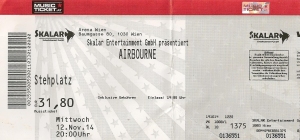 Airbourne – Vienna (Arena)(12.11.2014) Ticket © Alex Melomane