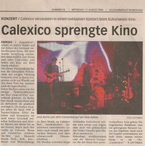 Calexico - Ebensee (Kino)(03.08.2004) Review Salzkammergut Rundschau © Alex Melomane