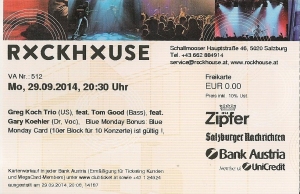 Greg Koch Trio - Salzburg (Rockhouse Bar)(29.09.2014) Ticket © Alex Melomane