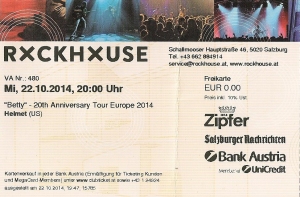 Helmet - Salzburg (Rockhouse)(22.10.2014) Ticket © Alex Melomane
