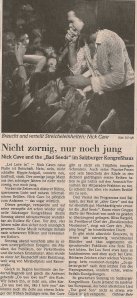 Nick Cave & The Bad Seeds - Salzburg (Kongreßhaus)(08.05.1994) Review Salzburger Nachrichten © Alex Melomane