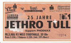 Jethro Tull – Wels (Stadthalle)(02.07.1993) Ticket © Alex Melomane