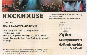moe. – Salzburg (Rockhouse Bar)(31.03.2014) Ticket © Alex Melomane